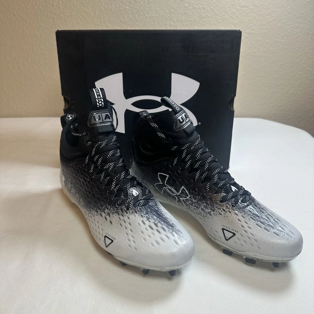 Under Armour Spotlight LUX MC 2.0 Mens Shoes Black White Football Cleats Size 10
